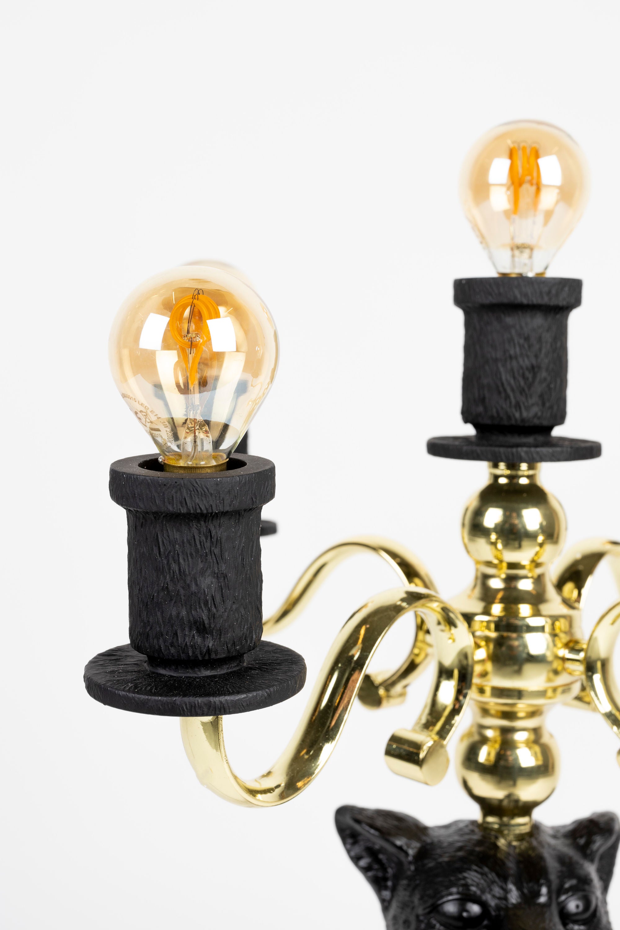 Bold Monkey Proudly Crowned Panther Black Floor Lamp